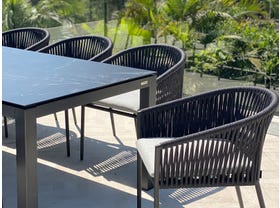 Danli Ceramic Table with Gizella Chairs 9pc Outdoor Dining Setting