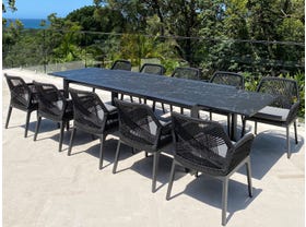 Mona Ceramic Extension Table with Serang Chairs 11pc Outdoor Dining Setting