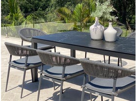 Danli Ceramic Table with Nivala Chairs 9pc Outdoor Dining Setting