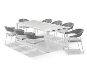 Tellaro Table with Nivala Chairs 9pc Outdoor Dining Setting 
