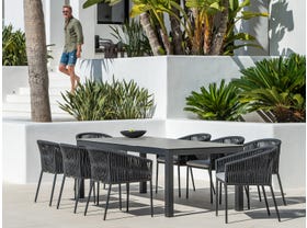 Danli Ceramic Table with Gizella Chairs 9pc Outdoor Dining Setting 