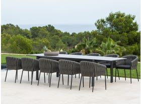 Mona Ceramic Extension Table with Palm Chairs 11pc Outdoor Dining Setting